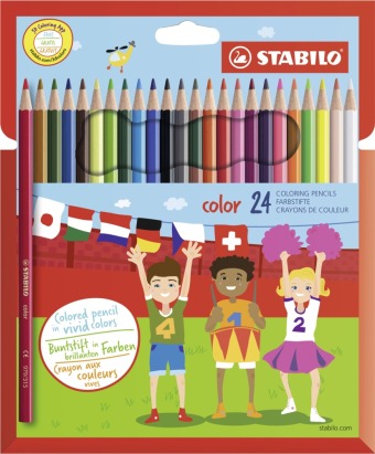 Buntstift - STABILO color - 24er Pack - mit 24 verschiedenen Farben inklusive 4 Neonfarben