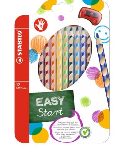 Ergonomischer Buntstift für Rechtshänder - STABILO EASYcolors - 12er Pack mit Spitzer - mit 12 verschiedenen Farben main product photo