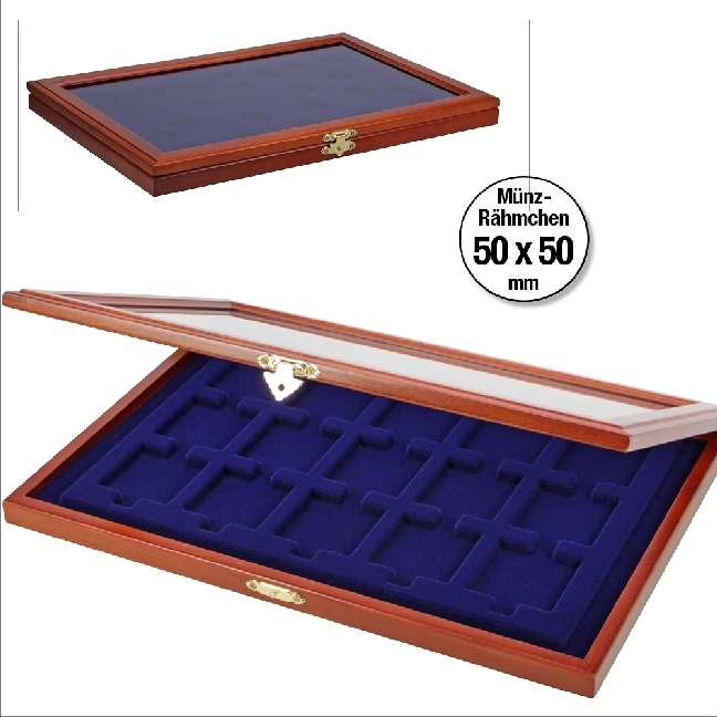Münzen-Vitrine für 15 Münzrähmchen 50 x 50 mm main product photo