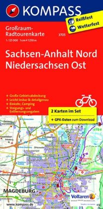 KOMPASS Großraum-Radtourenkarte 3705 Sachsen-Anhalt Nord - Niedersachsen Ost, 1:125.000