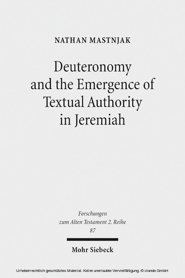 Deuteronomy and the Emergence of Textual Authority in Jeremiah main product photo
