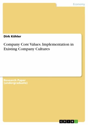 Company Core Values. Implementation in Existing Company Cultures