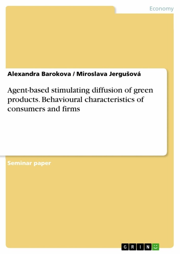 Agent-based stimulating diffusion of green products. Behavioural characteristics of consumers and firms main product photo