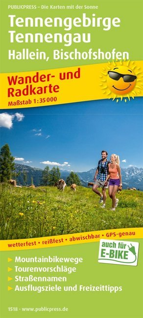 PublicPress Wander- und Radkarte Tennengebirge, Tennengau, Hallein, Bischofshofen main product photo
