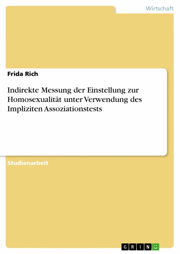 Indirekte Messung der Einstellung zur Homosexualität unter Verwendung des Impliziten Assoziationstests main product photo