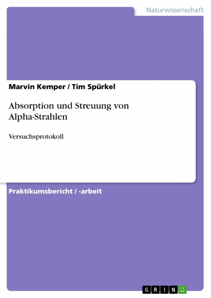 Absorption und Streuung von Alpha-Strahlen main product photo