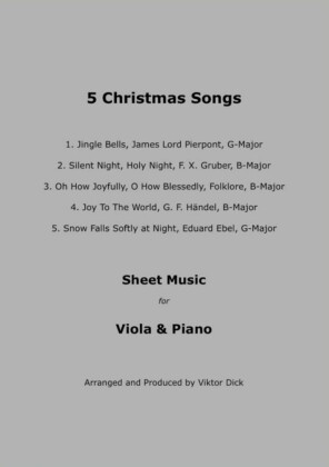 5 Christmas Songs - Sheet Music for Viola & Piano