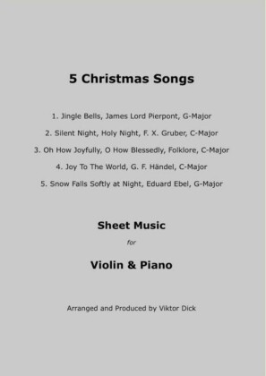 5 Christmas Songs Sheet Music for Violin & Piano