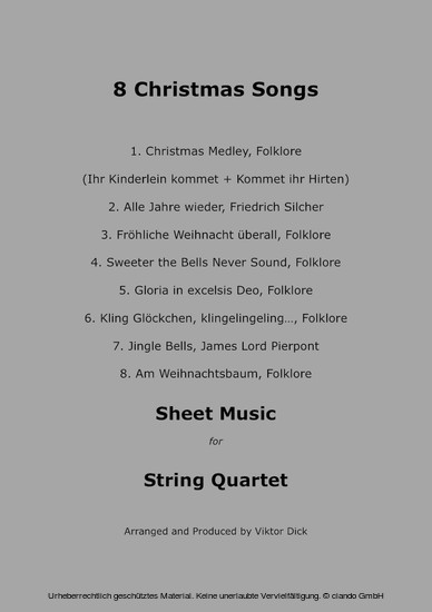 8 Christmas Songs (String Quartet) main product photo