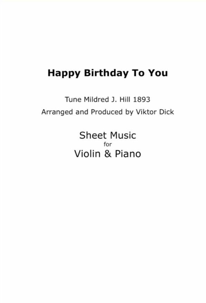 Happy Birthday to You - Tune Mildred J. Hill 1893 main product photo