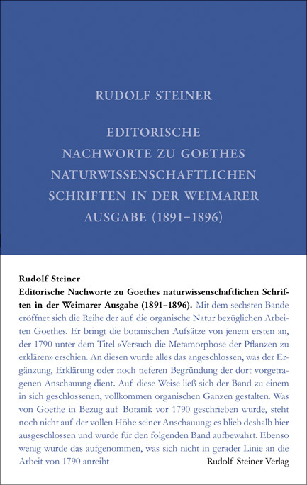 Editorische Nachworte zu Goethes Naturwissenschaftlichen Schriften in der Weimarer Ausgabe (1891-1896) main product photo