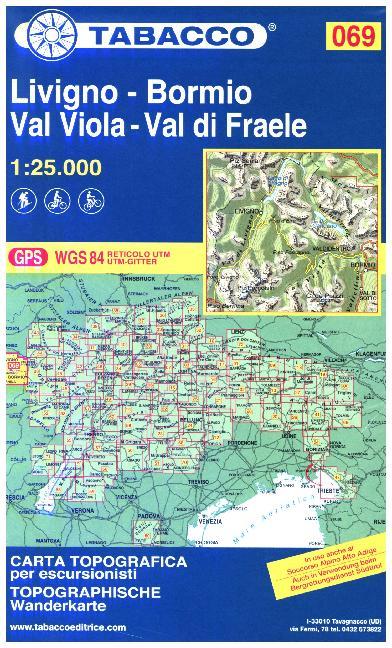 Tabacco topographische Wanderkarte Livigno - Bormio - Passo del Bernina main product photo