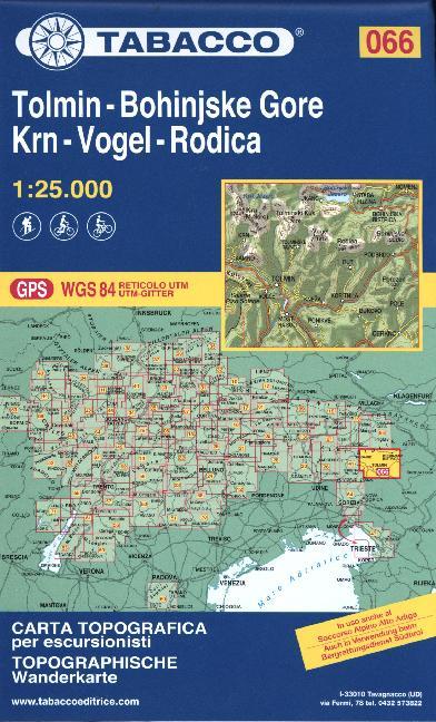 Tabacco topographische Wanderkarte Tolmin - Bohinjske Gore - Krn-Vogel - Rodica main product photo