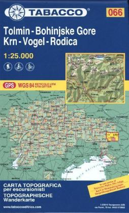 Tabacco topographische Wanderkarte Tolmin - Bohinjske Gore - Krn-Vogel - Rodica