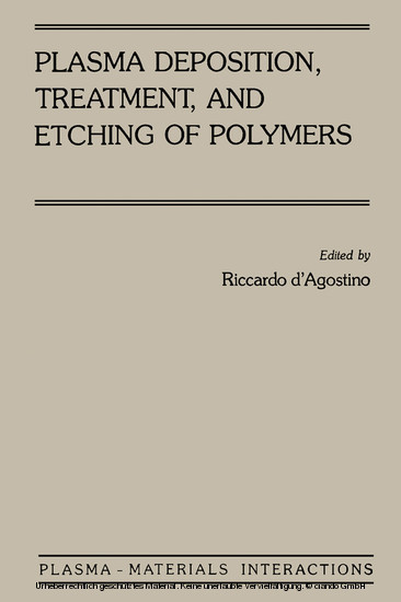 Plasma Deposition, Treatment, and Etching of Polymers main product photo