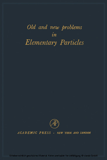 Old and New Problems in Elementary Particles main product photo