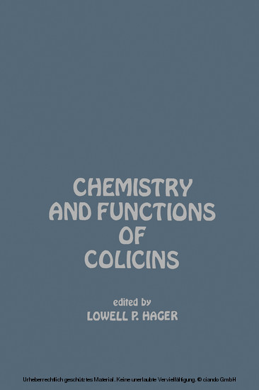 Chemistry And Functions of Colicins main product photo