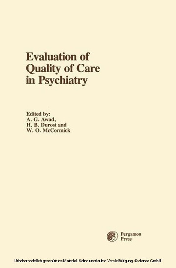 Evaluation of Quality of Care in Psychiatry main product photo