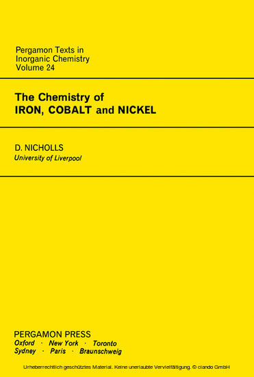 The Chemistry of Iron, Cobalt and Nickel main product photo