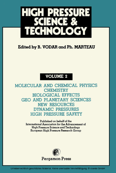 Molecular and Chemical Physics, Chemistry, Biological Effects, Geo and Planetary Sciences, New Resources, Dynamic Pressures, High Pressure Safety main product photo