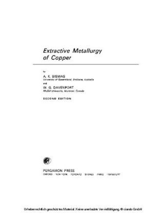 Extractive Metallurgy of Copper