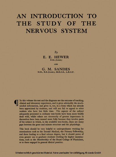 An Introduction to the Study of the Nervous System main product photo