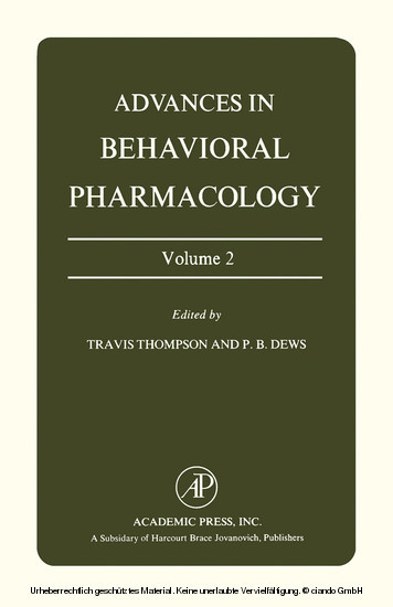 Advances in Behavioral Pharmacology main product photo