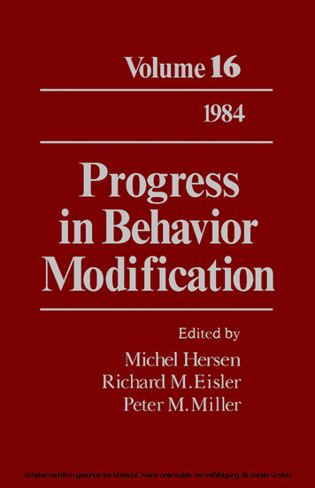 Progress in Behavior Modification main product photo