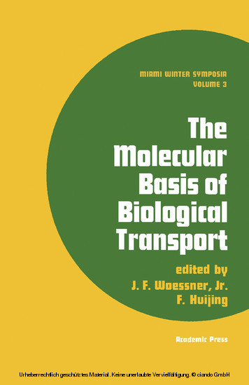 The Molecular Basis of Biological Transport main product photo