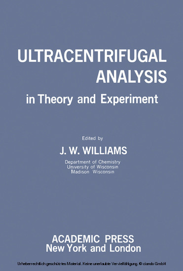 Ultracentrifugal Analysis in Theory and Experiment main product photo