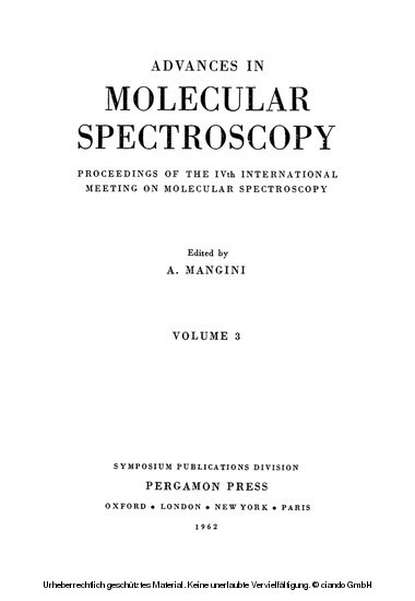 Advances in Molecular Spectroscopy main product photo