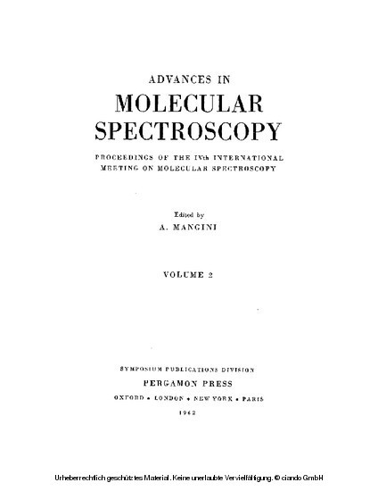 Advances in Molecular Spectroscopy main product photo