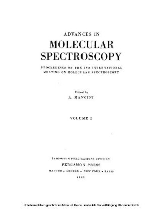 Advances in Molecular Spectroscopy