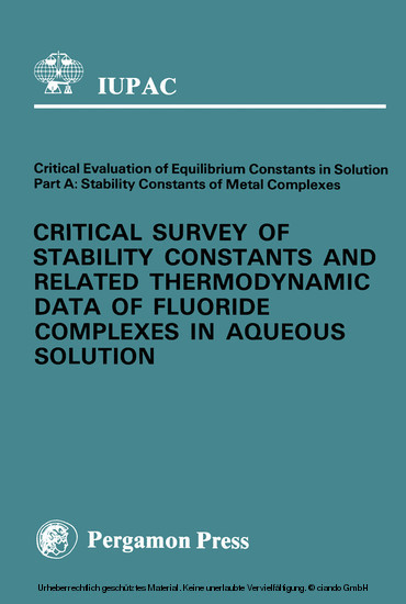 Critical Survey of Stability Constants and Related Thermodynamic Data of Fluoride Complexes in Aqueous Solution main product photo