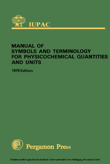 Manual of Symbols and Terminology for Physicochemical Quantities and Units main product photo