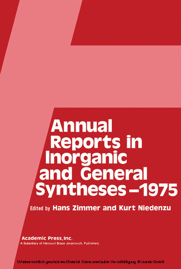 Annual Reports in Inorganic and General Syntheses-1975 main product photo