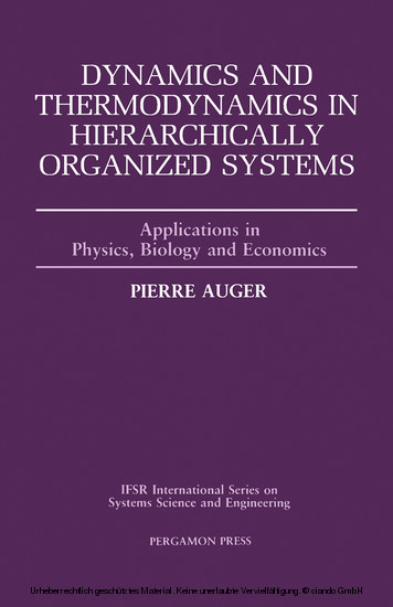 Dynamics and Thermodynamics in Hierarchically Organized Systems main product photo