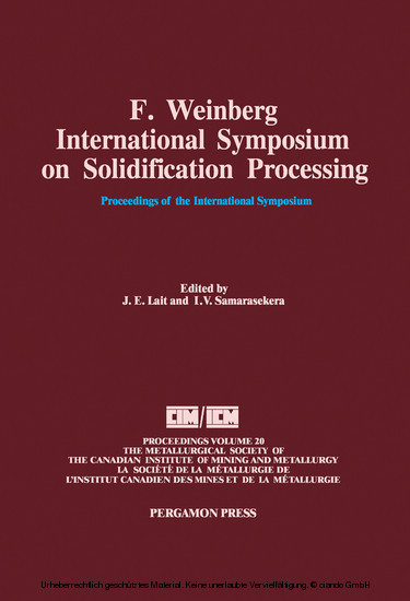 F. Weinberg International Symposium on Solidification Processing main product photo
