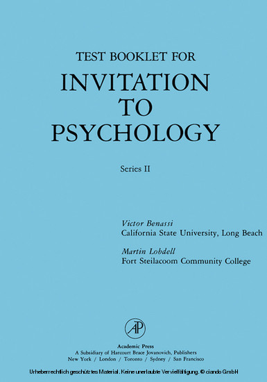 Test Booklet for Invitation to Psychology main product photo