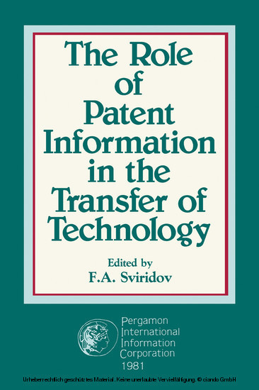 The Role of Patent Information in the Transfer of Technology main product photo