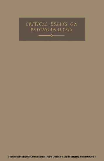 Critical Essays on Psychoanalysis main product photo