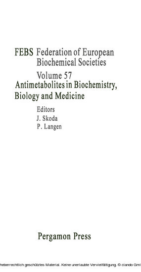 Antimetabolites in Biochemistry, Biology and Medicine main product photo
