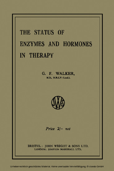The Status of Enzymes and Hormones in Therapy main product photo