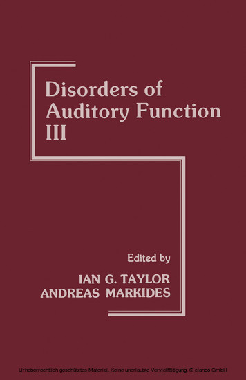 Disorders of Auditory Function main product photo