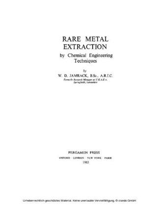 Rare Metal Extraction by Chemical Engineering Techniques