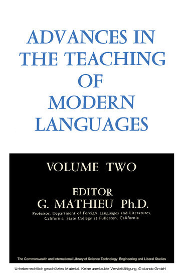Advances in the Teaching of Modern Languages main product photo