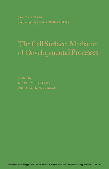 The Cell Surface: Mediator of Developmental Processes main product photo
