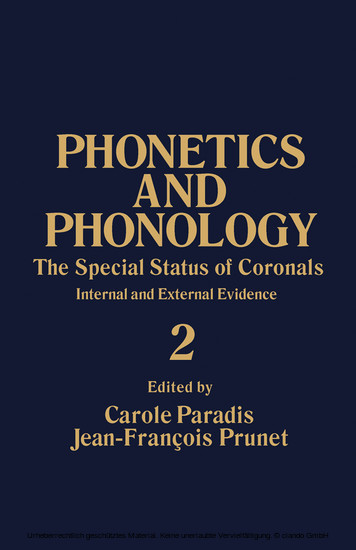 The Special Status of Coronals: Internal and External Evidence main product photo