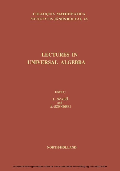 Lectures in Universal Algebra main product photo
