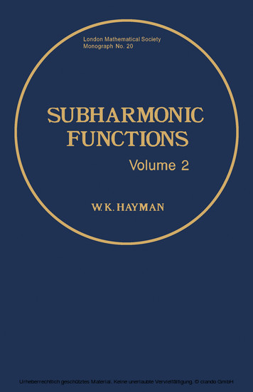Subharmonic Functions main product photo